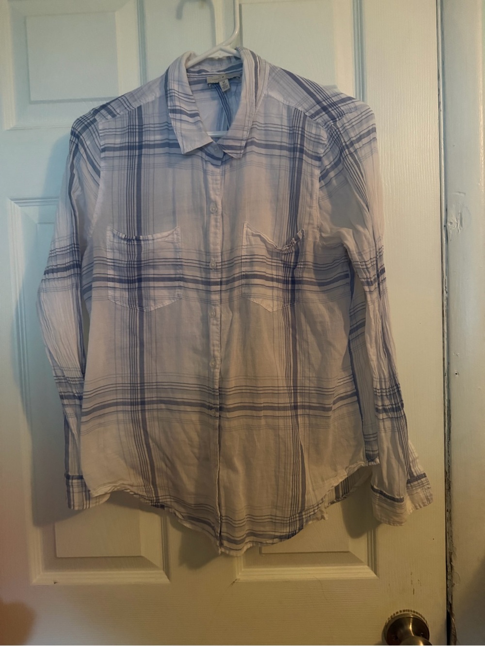 Lucky Brand Blue and White Plaid Button-Down Shirt